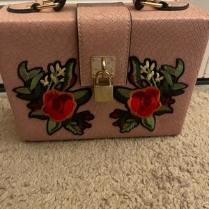 Aldo Floral Embroidered Pink Handbag